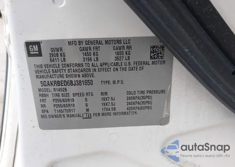 2011 Buick Enclave 1Xl from USA, damaged, VIN 5GAKRBED6BJ381650